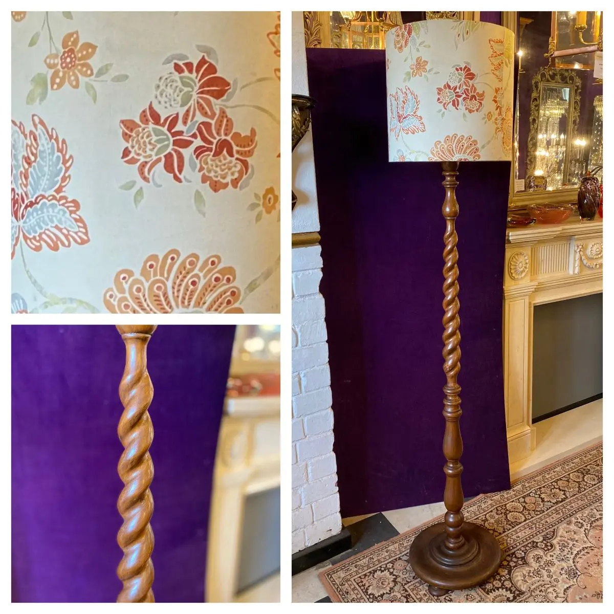 Vintage Carved Barley Twist Standing Lamp - Sold 1