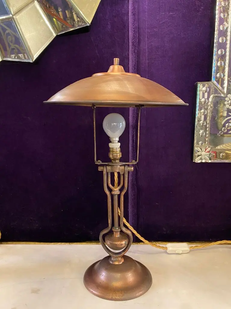 Aged Copper Plated Gimbal Desk Lamp - Sold 1