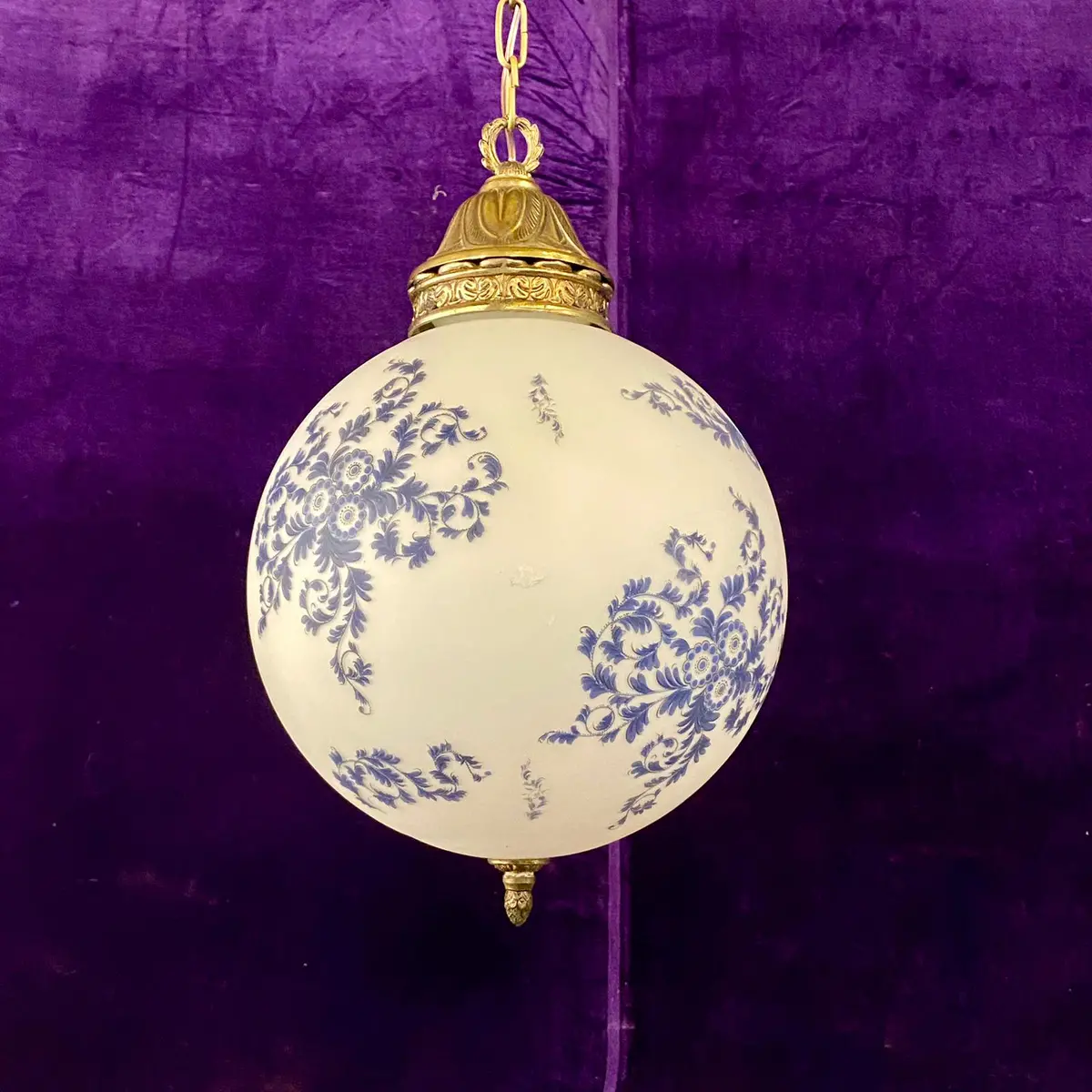Antique Blown Glass And Brass Pendant - Sold 1