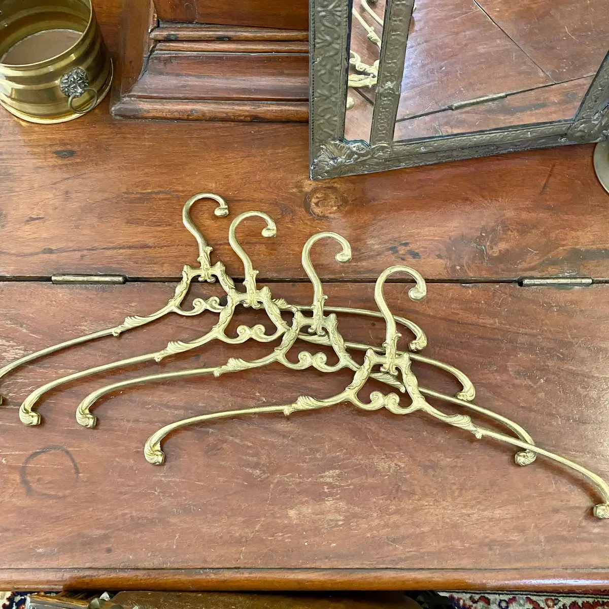 Set Of Vintage Brass Coat Hangers - Sold 1