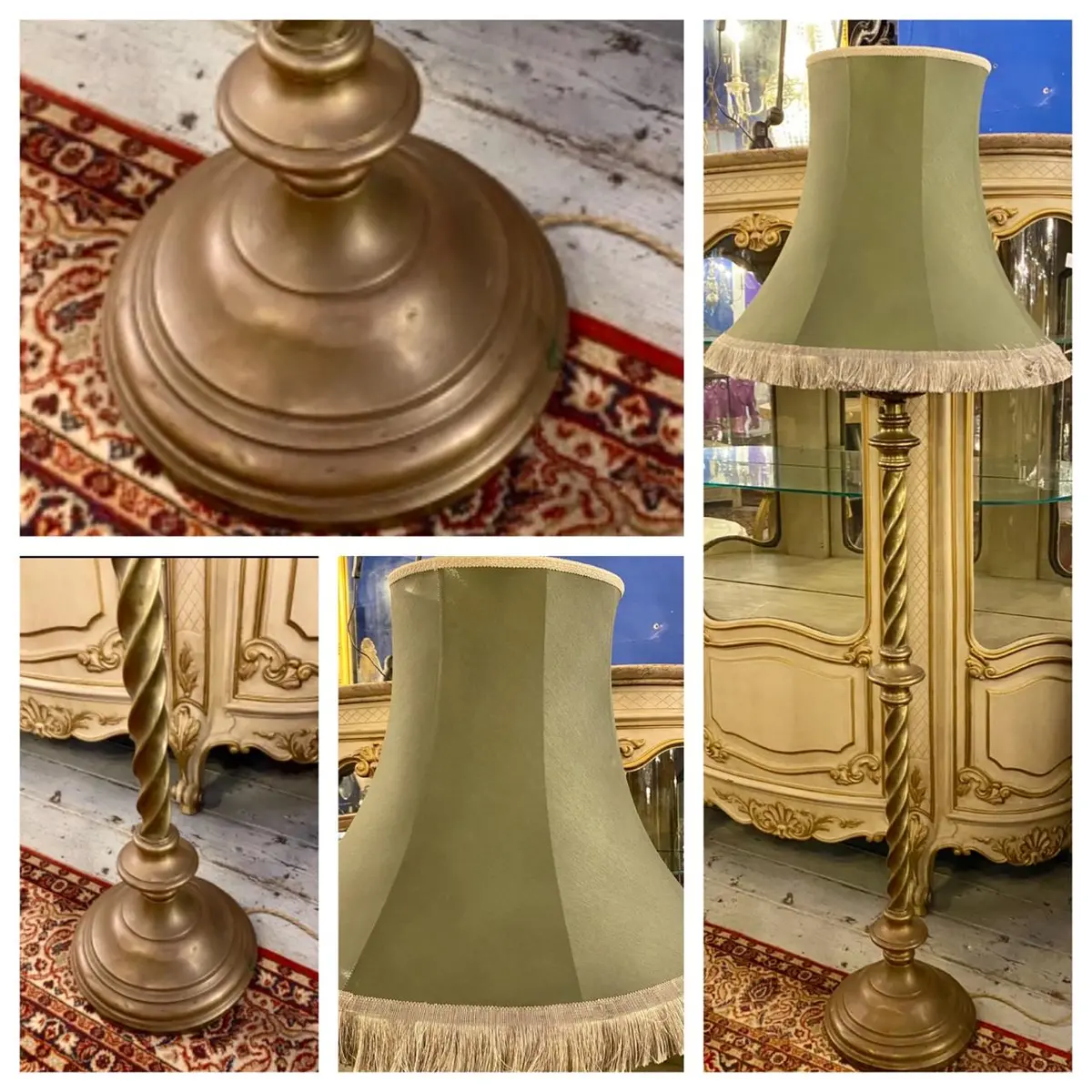 Antique Brass Barley Twist Standing Lamp - Sold 1