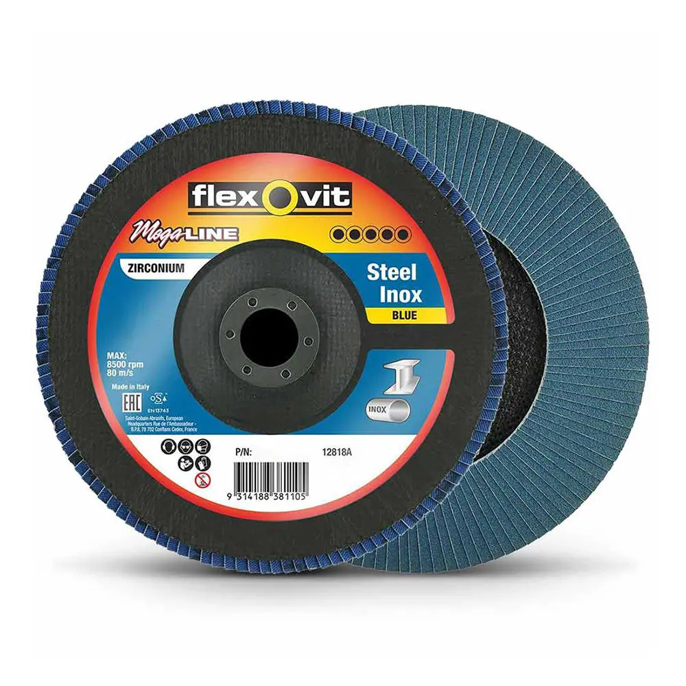 Flexovit Megaline R860 Sanding Flap Disc 125Mm X 22Mm 60 Grit Zirconia P60 1