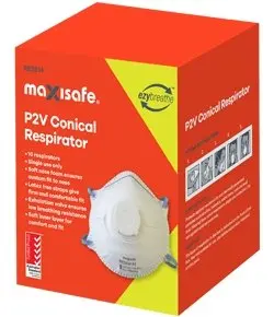 Maxisafe P2 Valved Conical Respirator Box 10 Disposable Dust Mask 1