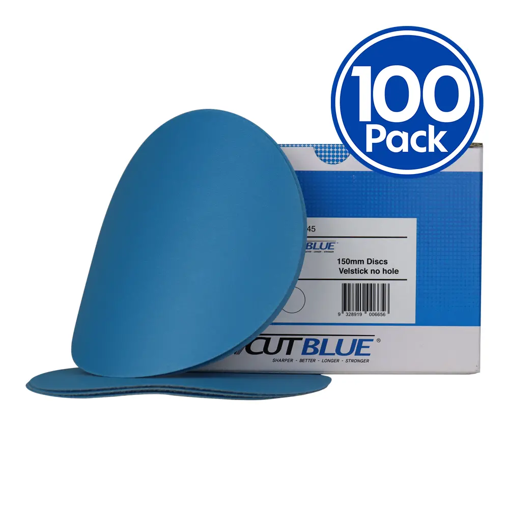 Revcut Blue Sanding Paper Grit P80 150Mm Bx100 Film Discs Hook & Loop Wet/Dry 1