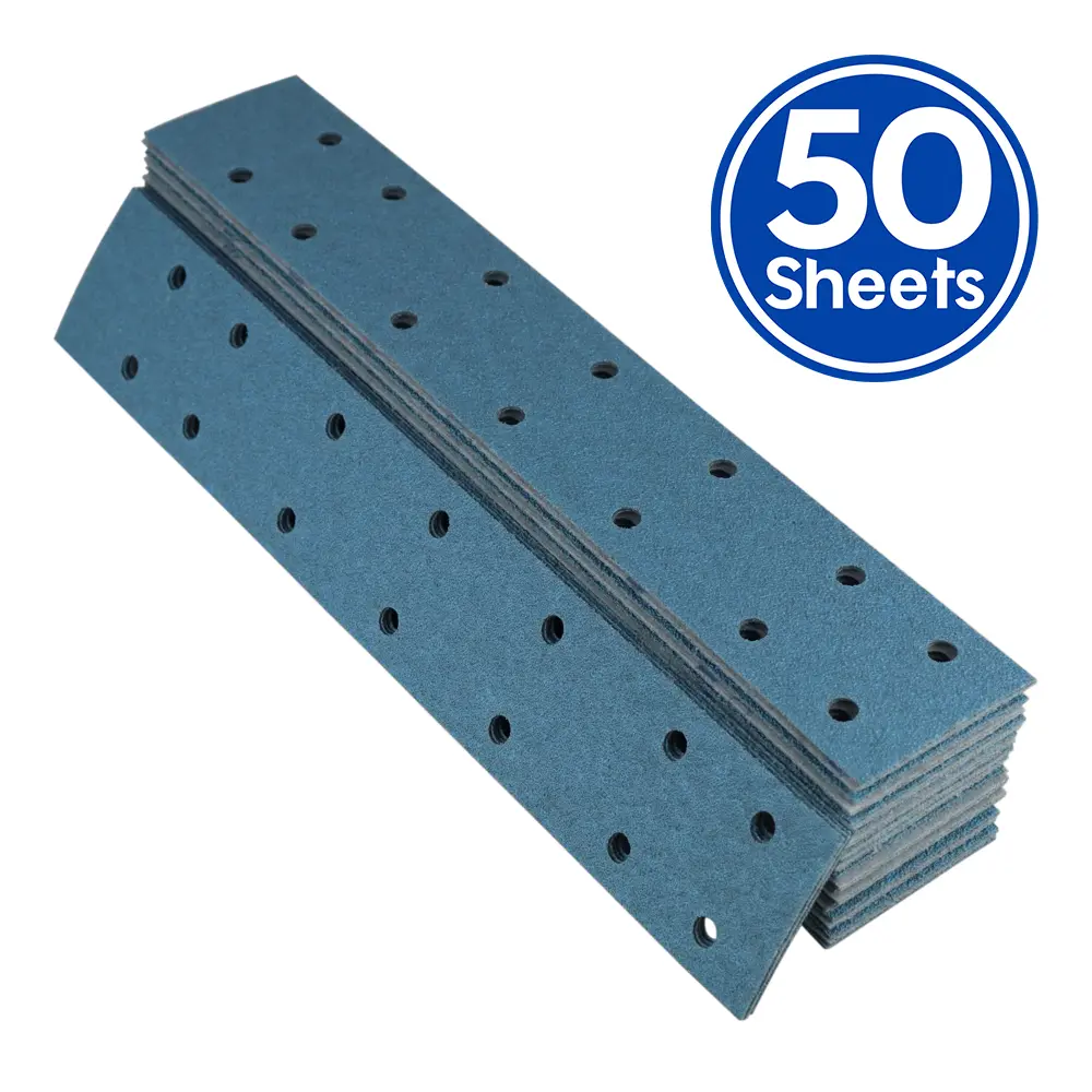 Revcut Blue P240 Grit Hook & Loop Sandpaper Sheets 70Mm X 420Mm 14H X 50 Pack 1