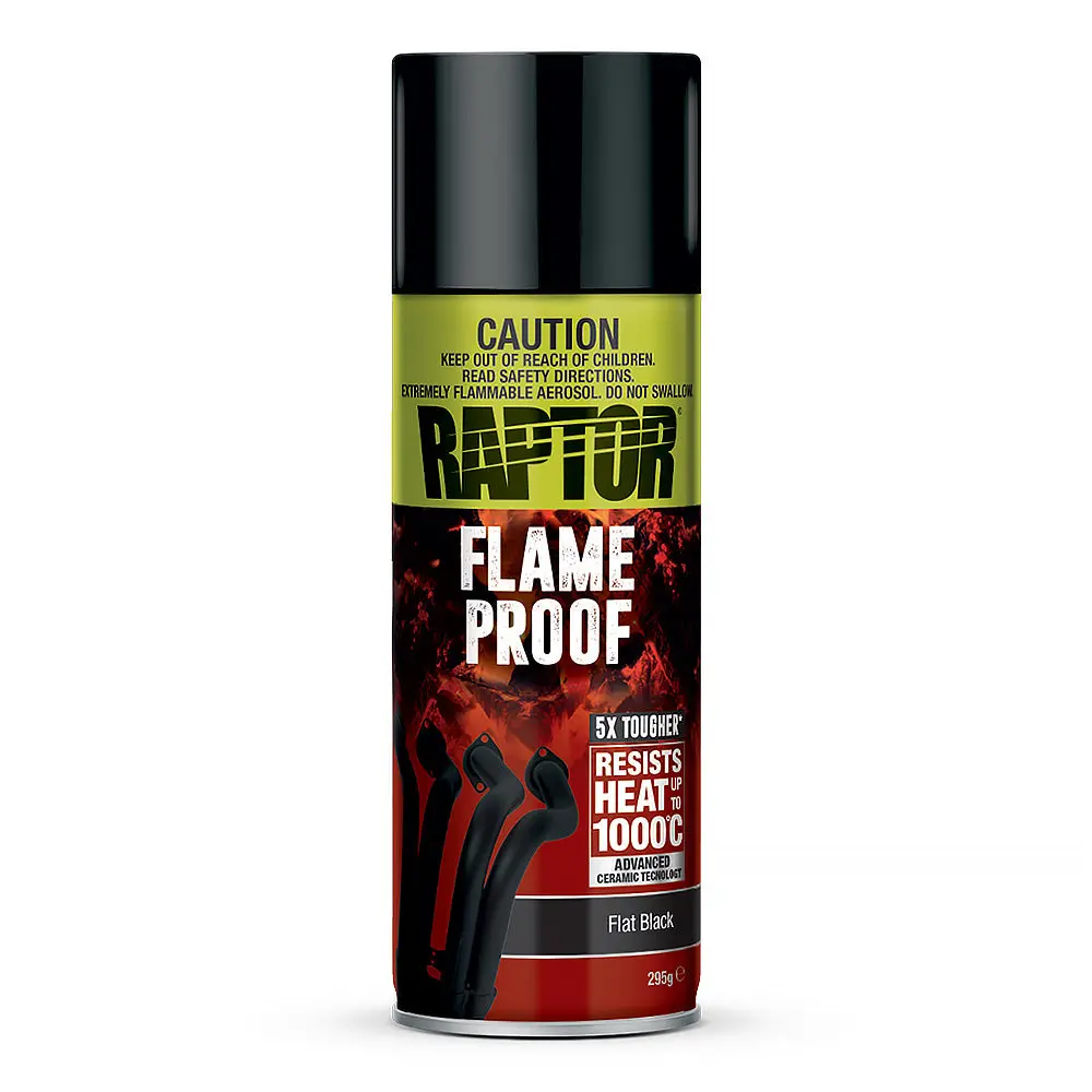 U-Pol Raptor High Temp Flameproof Spray Paint Aerosol 295G Flat Black 1