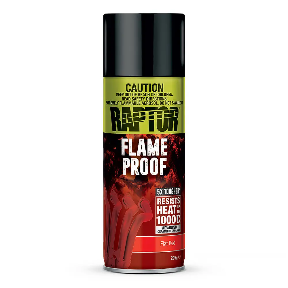 U-Pol Raptor High Temp Flameproof Spray Paint Aerosol 295G Flat Red 1