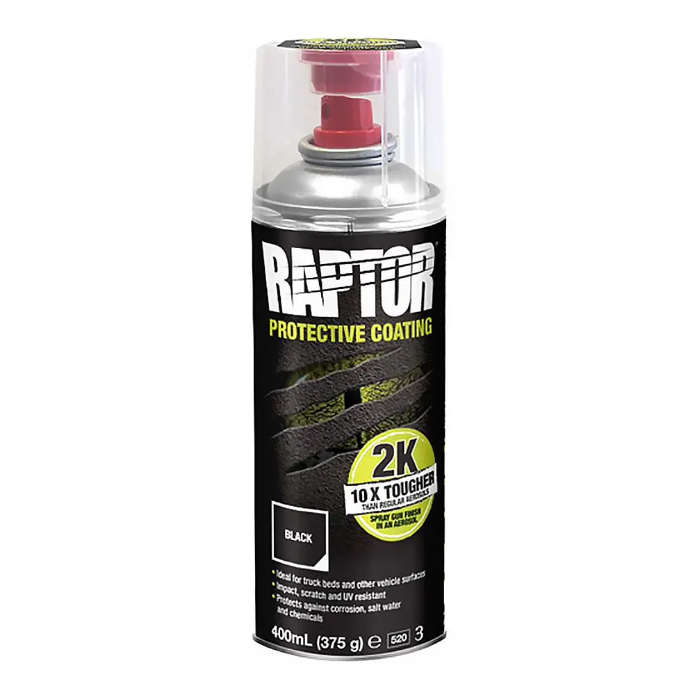 U-Pol Raptor Tough Bedliner Black Protective Coating 2K Component Aerosol 400Ml 1