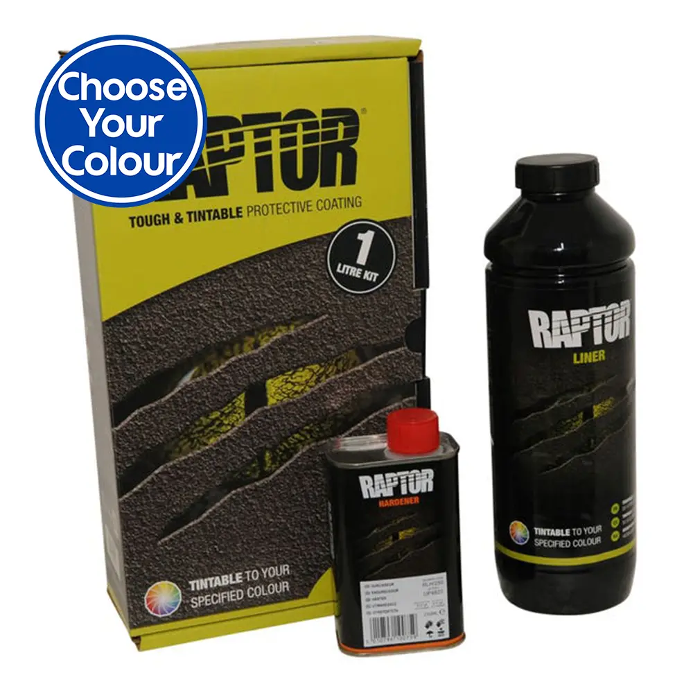 U-Pol Raptor Tintable (Choose Your Colour) Tough Bed Liner Kit 1L 1