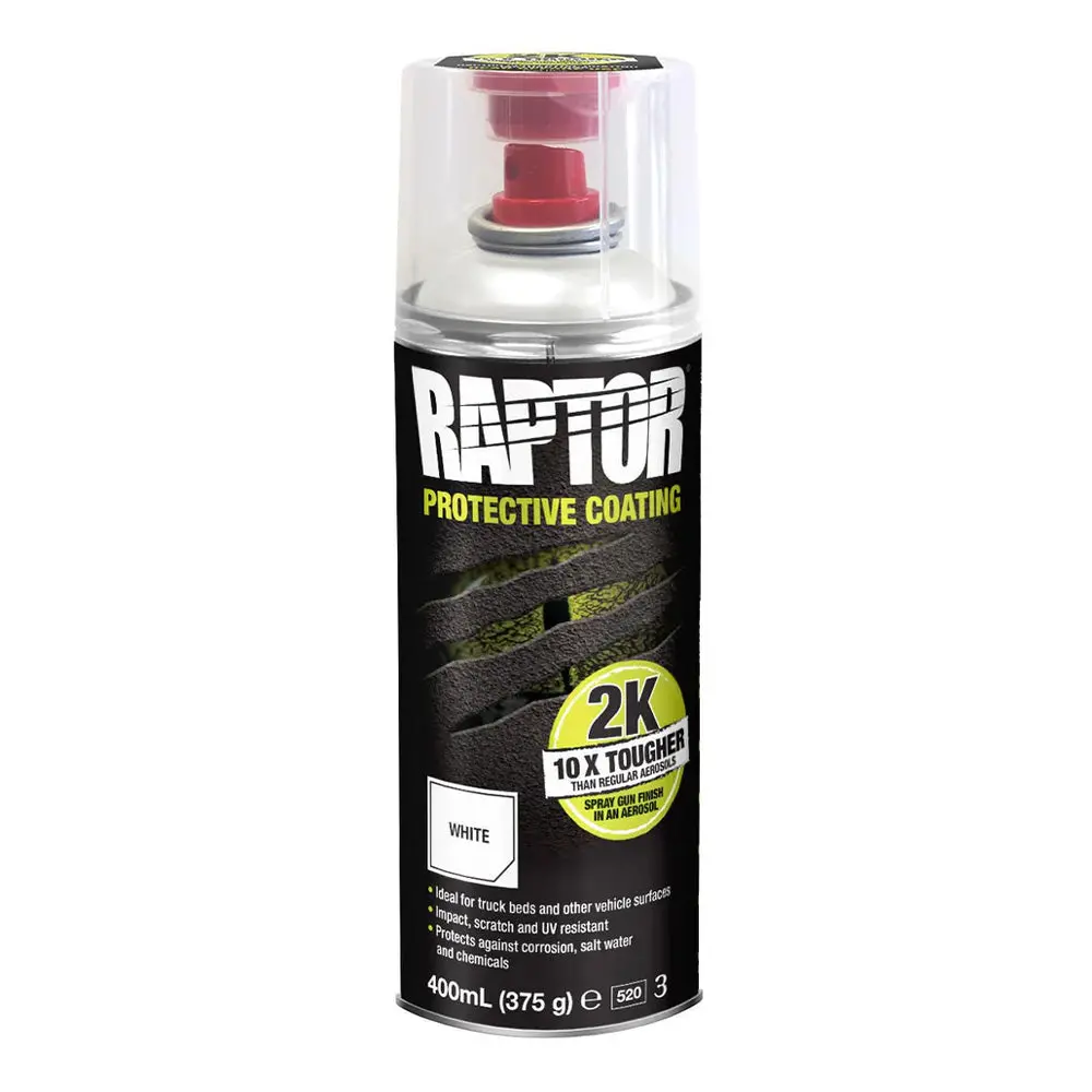 U-Pol Raptor Tough Bedliner White Protective Coating 2K Component Aerosol 400Ml 1