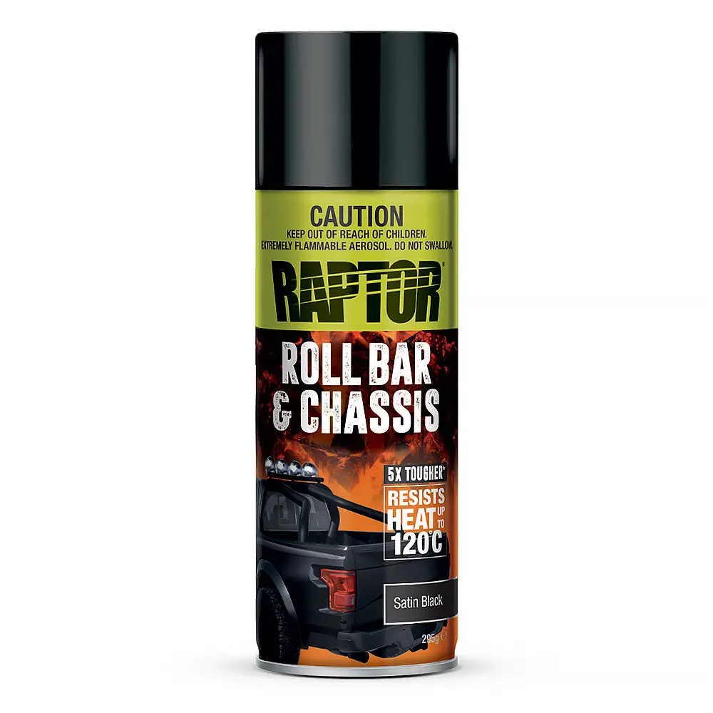 U-Pol Raptor High Temp Roll Bar & Chassis Spray Paint Aerosol 295G Satin Black 1