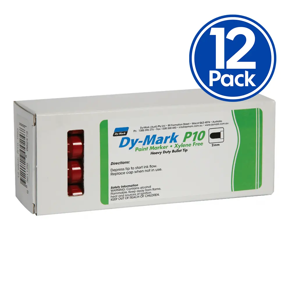 Dy-Mark Paint Marker P10 Heavy Duty Bullet Tip Red 2Mm X 12 Pack 1