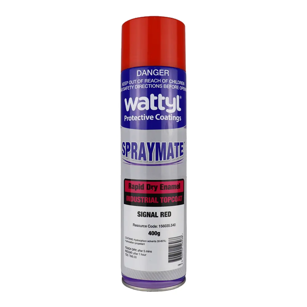 Wattyl Spraymate Industrial Quick Dry 1K Enamel Topcoat 400G Aerosol R13 Signal Red 1