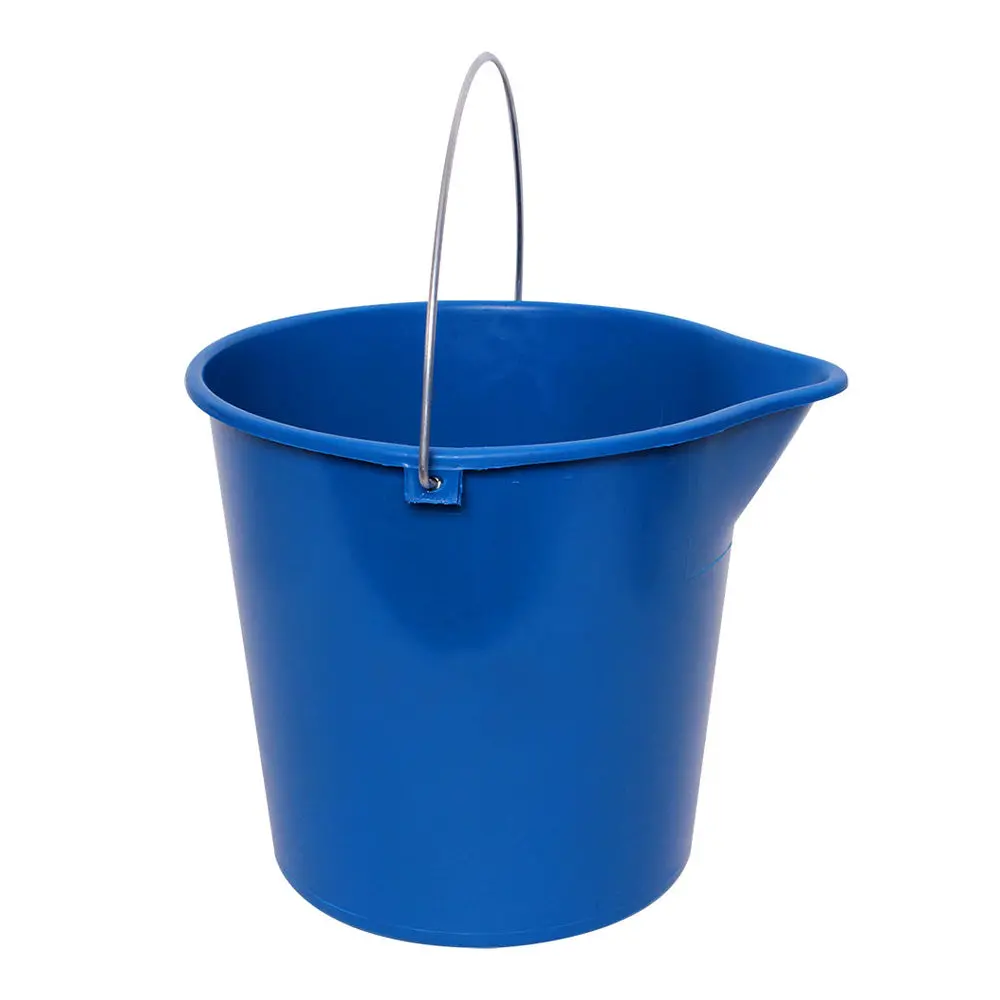 Sabco Plastic Bucket 10L Blue Metal Handle Spout Round General Purpose 1