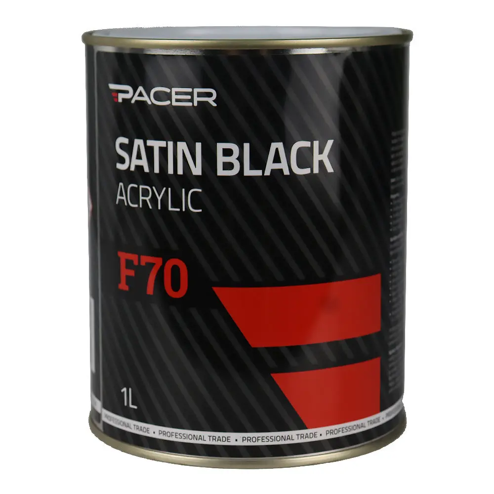 Pacer F70 Satin Black Acrylic 1L Automotive Paint Durable Finish 1