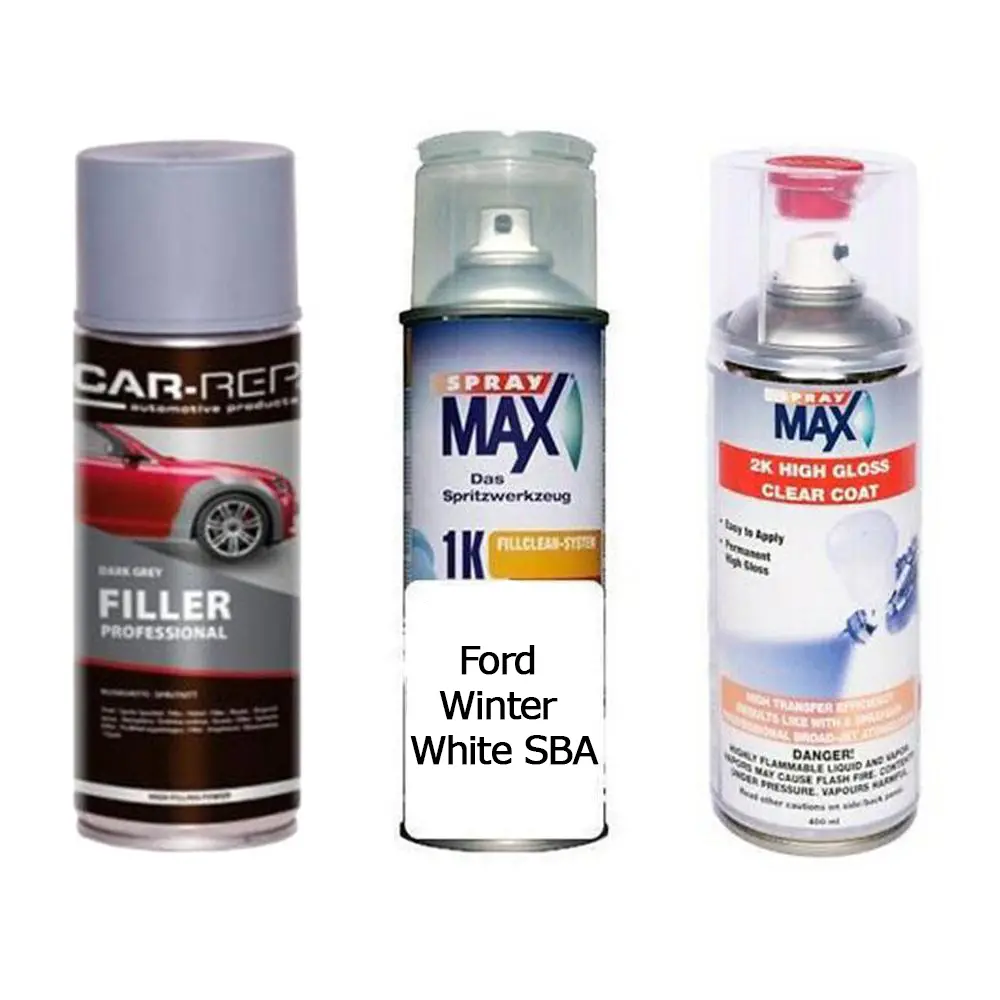Auto Touch Up Paint Ford Winter White Sba Plus 2K Clear Coat & Primer 1