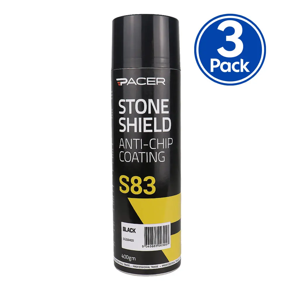 Pacer Stone Shield S83 Black 400Gm Aerosol Protective Coating Underbody Spray X3 1