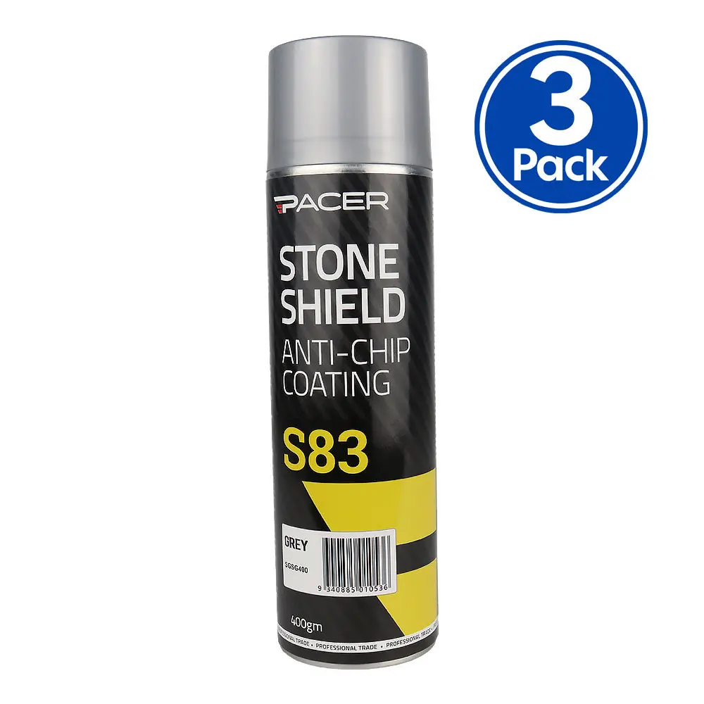 Pacer Stone Shield S83 Grey 400Gm Aerosol Protective Coating Underbody Spray X3 1