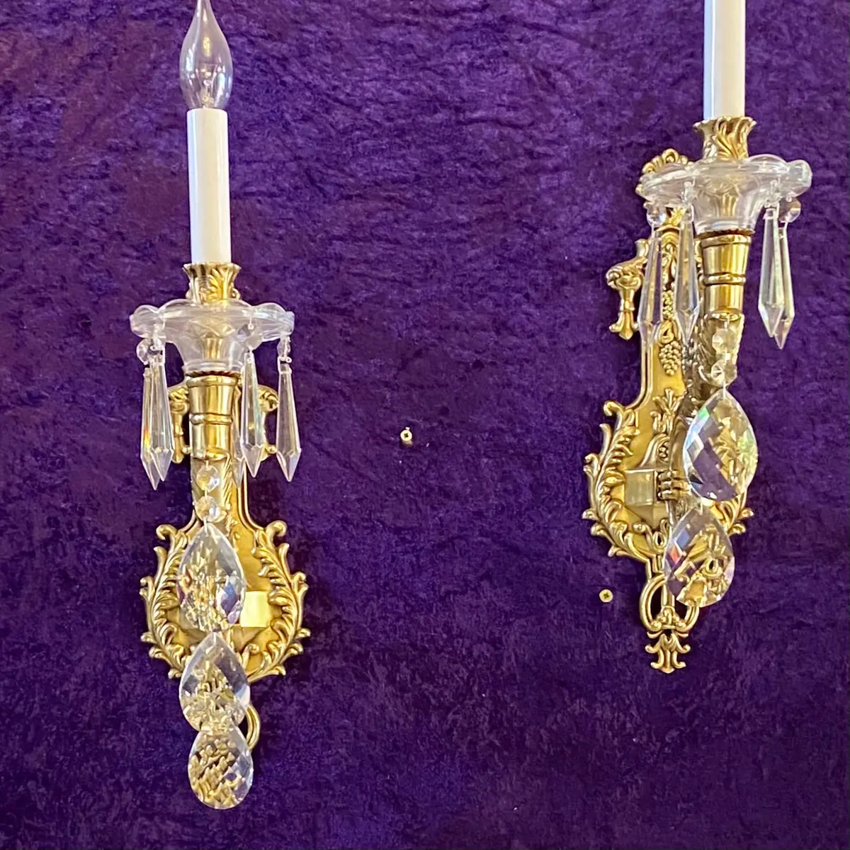 Single Brass And Crystal Wall Sconce 1
