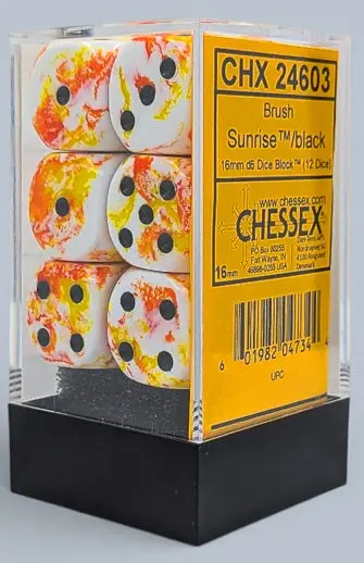 Dice: 12X D6: 16 Mm: Brush: Sunrise / Black 1