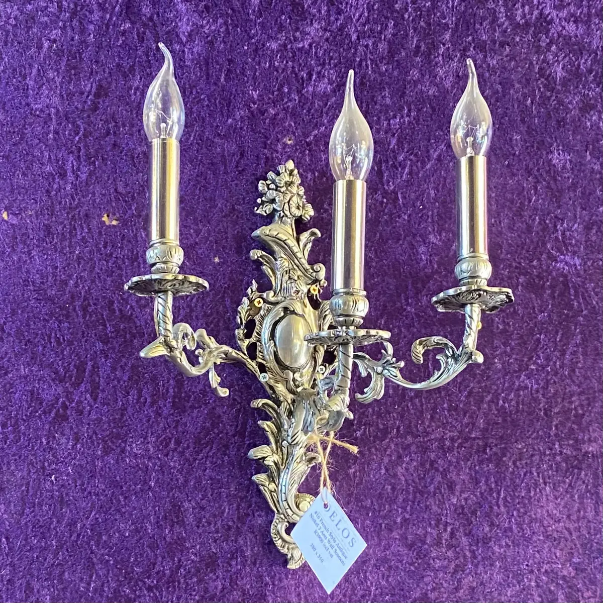 French Style Antique Nickel Plated Three Armed Wall Sconce 1
