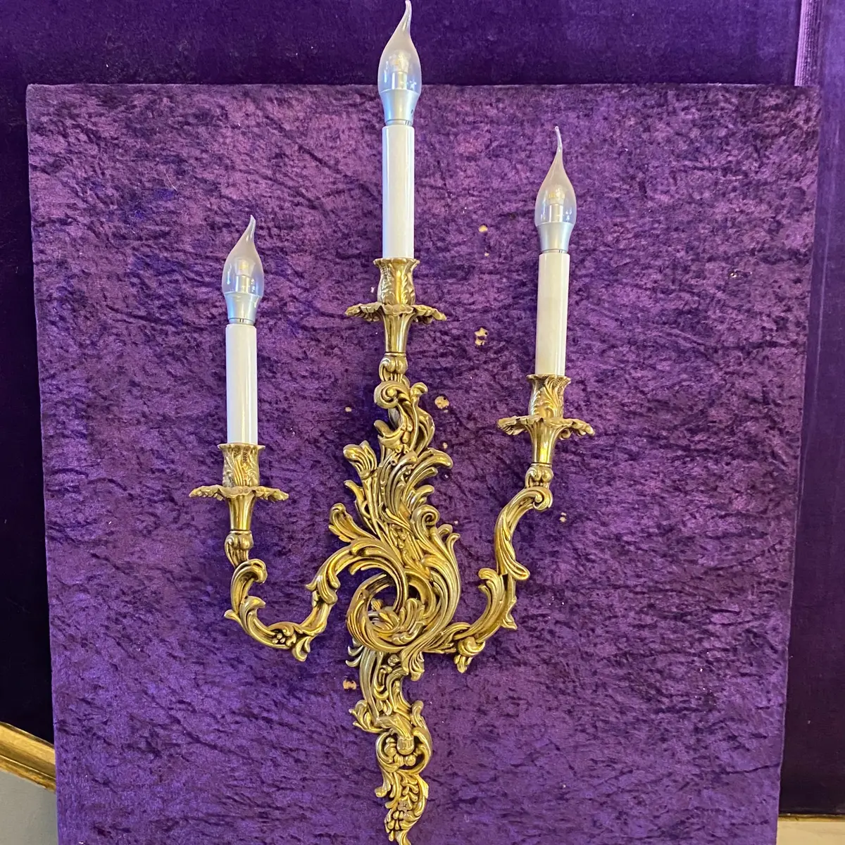 Brass Rococo Style Three Arm Wall Sconce - Sold 1