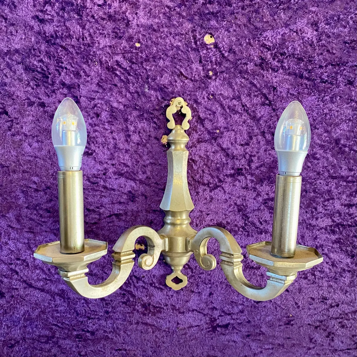 Pair Antique Pewter Plated Sconces 1