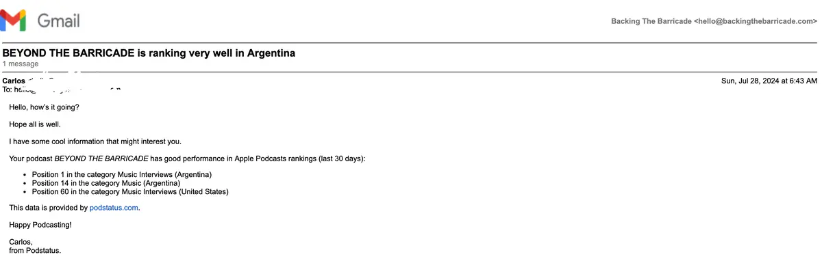 Argentina Pod. Statistic - White 3