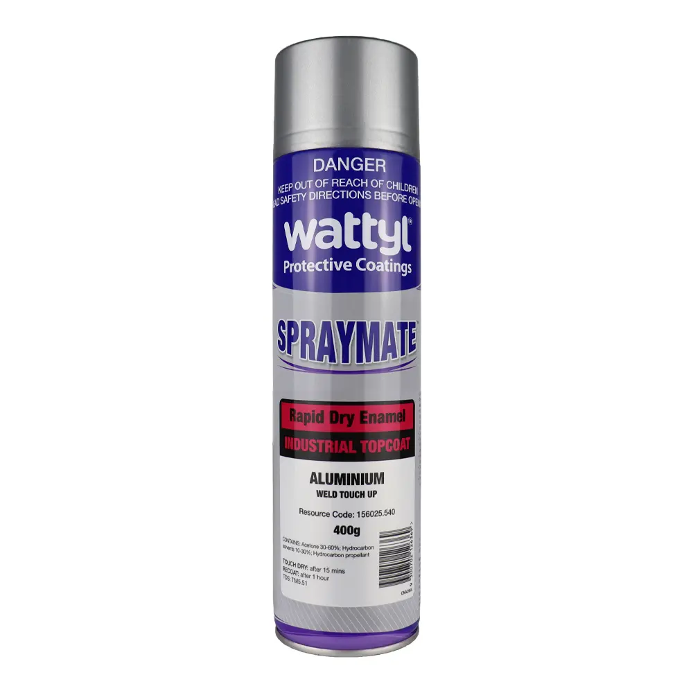 Wattyl Spraymate Quick Dry Topcoat 400G Aerosol Aluminum Silver 1