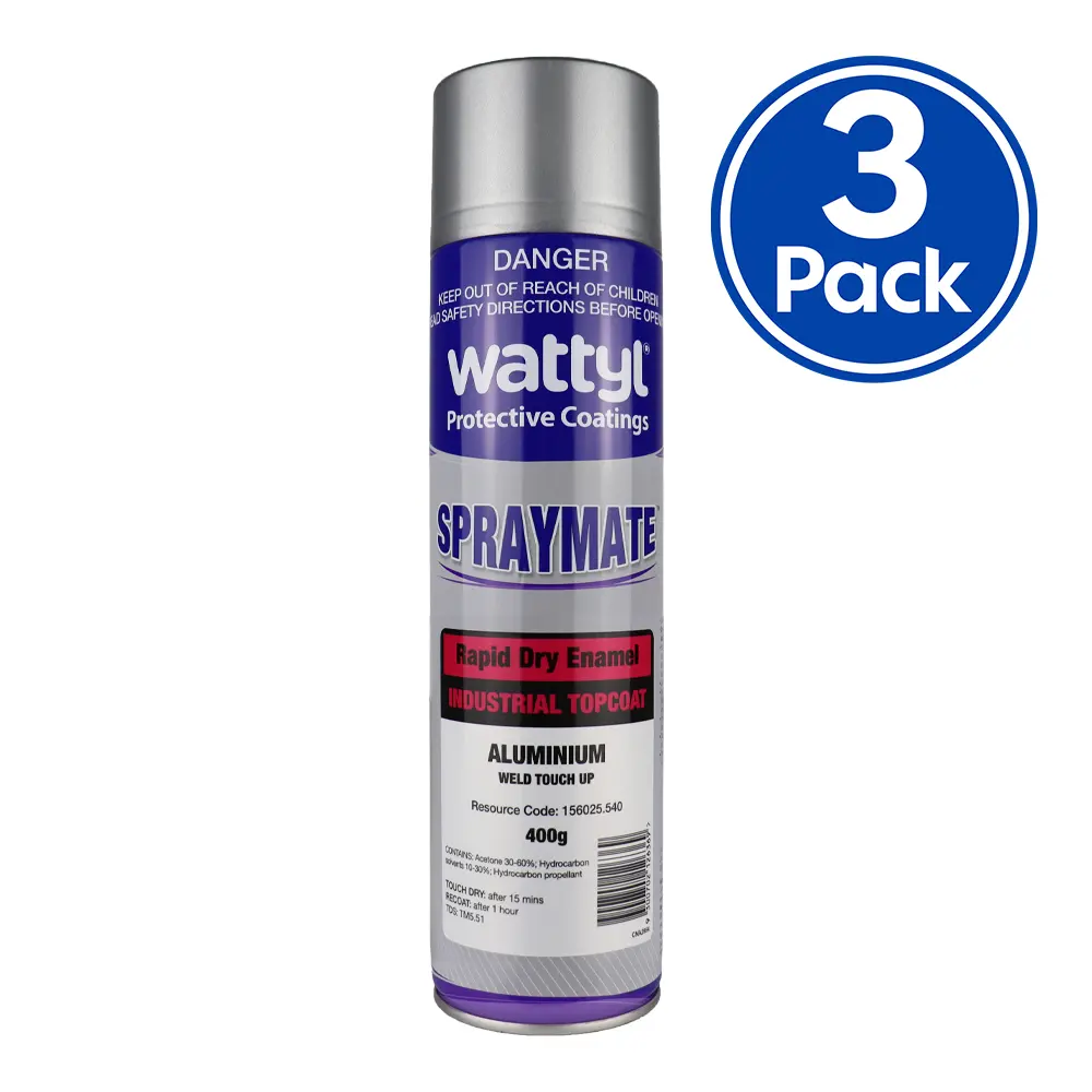 Wattyl Spraymate Quick Dry Topcoat 400G Aerosol Aluminum Silver X 3 Pack 1