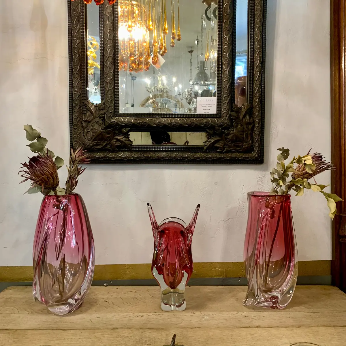 Stunning Pink Murano Glass Vases - Sold 1