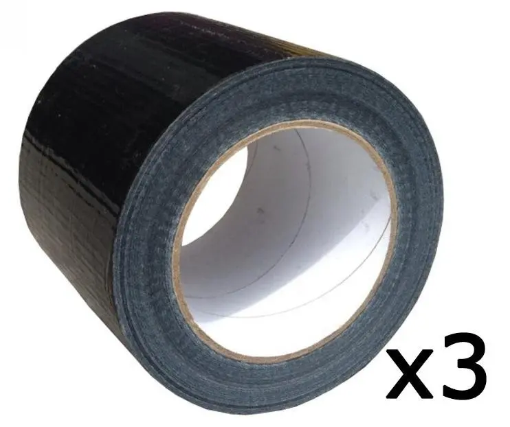 Premium Grade Black Cloth Tape 100Mm X 25M 3 Pack Render Duct Blast Gaffa Race 1