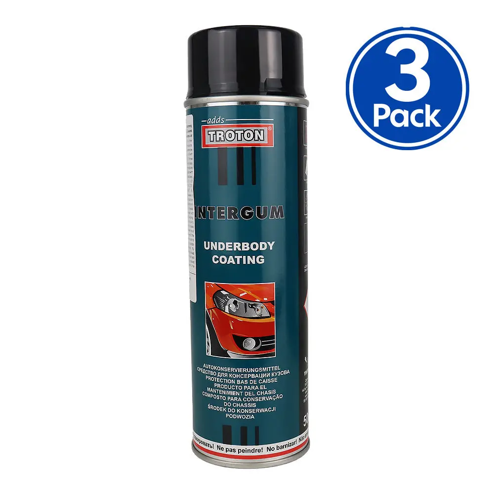 Troton Intergum Aerosol Black 500Ml Rubberised Car Protective Coating X 3 Pack 1