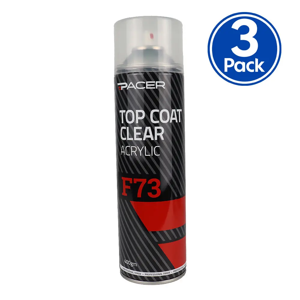 Pacer F73 Top Coat Clear Acrylic 400Gm Aerosol Protective Finish X3 1