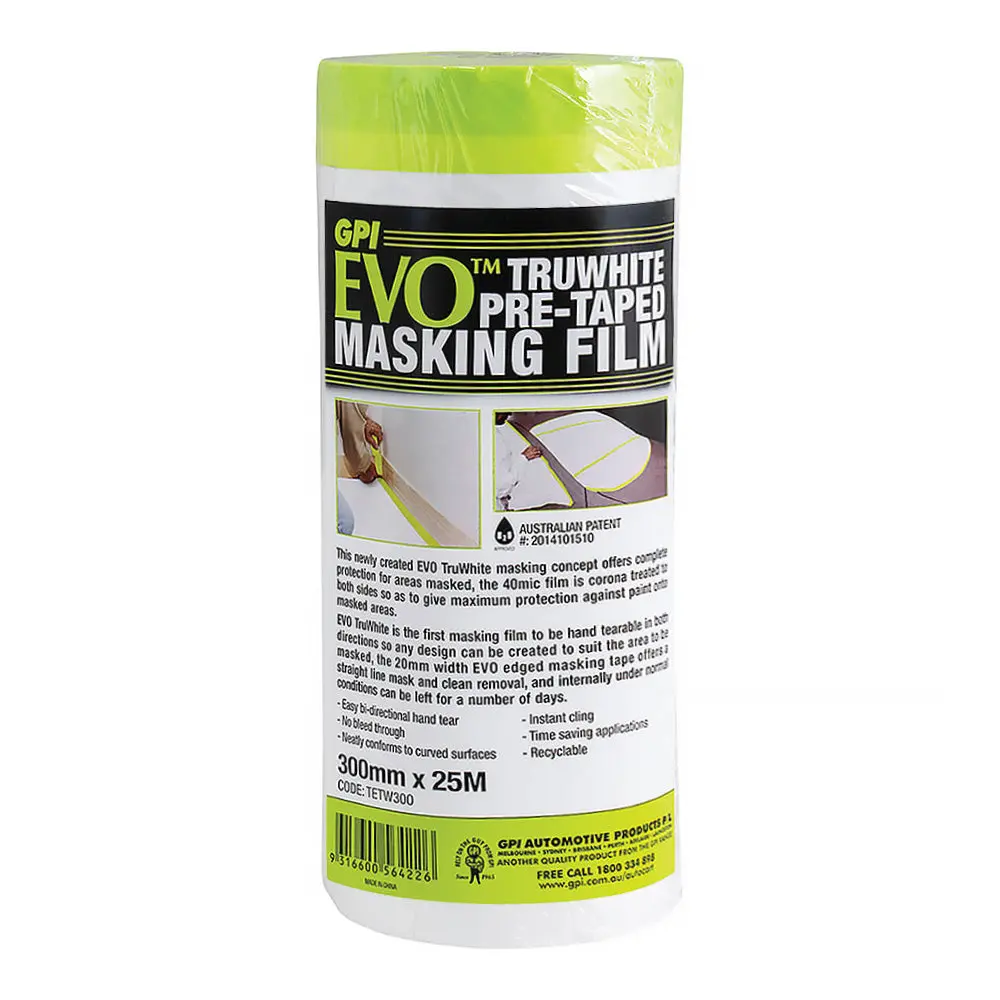 Gpi Evo Truwhite Pre Taped White Masking Film Roll 300Mm X 25M Refill 1