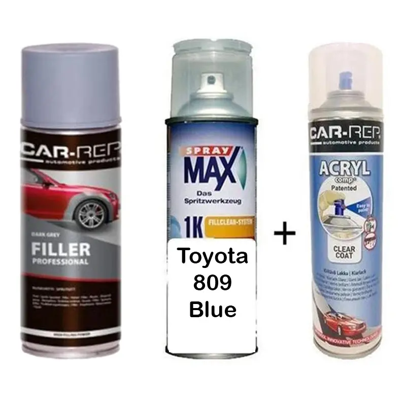 Auto Touch Up Paint For Toyota 809 Blue Plus 1K Clear Coat & Primer 1