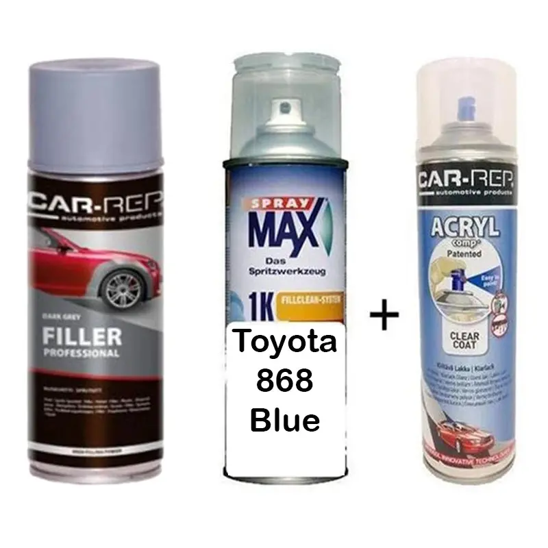 Auto Touch Up Paint For Toyota 868 Blue Plus 1K Clear Coat & Primer 1