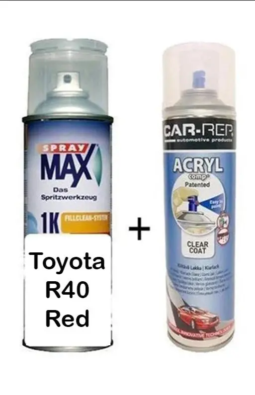 Auto Touch Up Paint For Toyota R40 Red Plus 1K Clear Coat 1