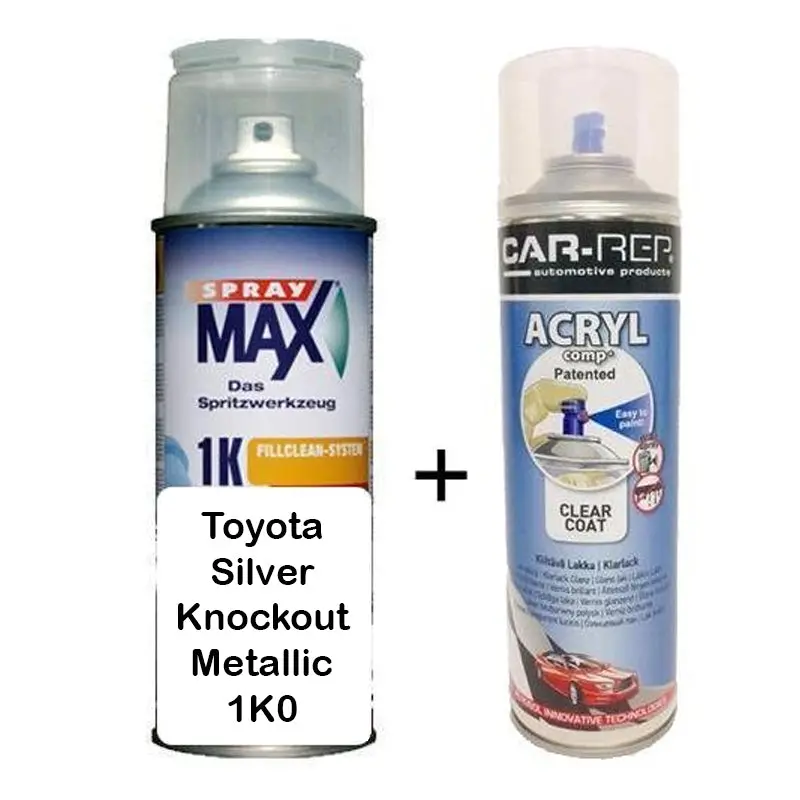 Auto Touch Up Paint For Toyota Silver Knockout Metallic 1K0 Plus 1K Clear Coat 1