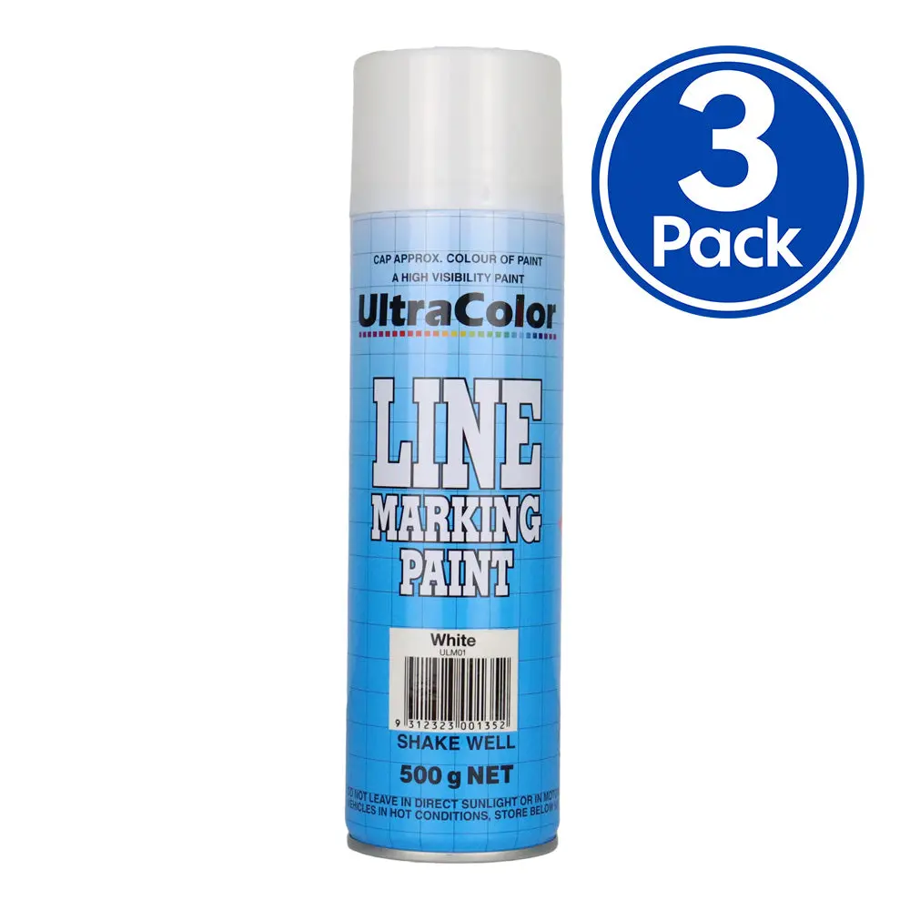 Ultracolor Line Marking Spray Paint White 500G Aerosol X 3 Pack 1