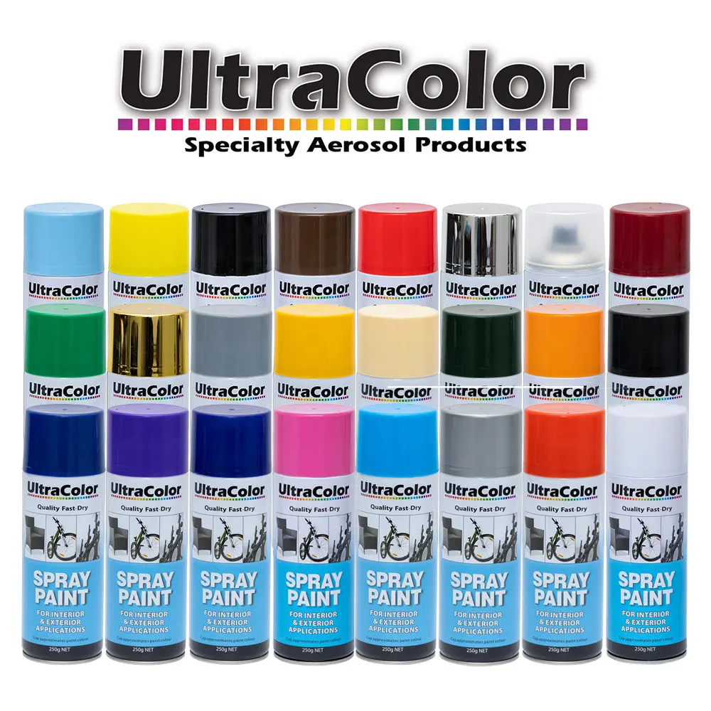 Ultracolor Spray Paint Fast Drying Interior Exterior 30 Colours 250Gm Cans 1