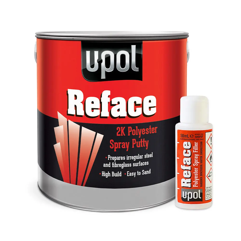 U-Pol Reface Polyester Spray Filler 1L & Hardener Spray Polyester 1