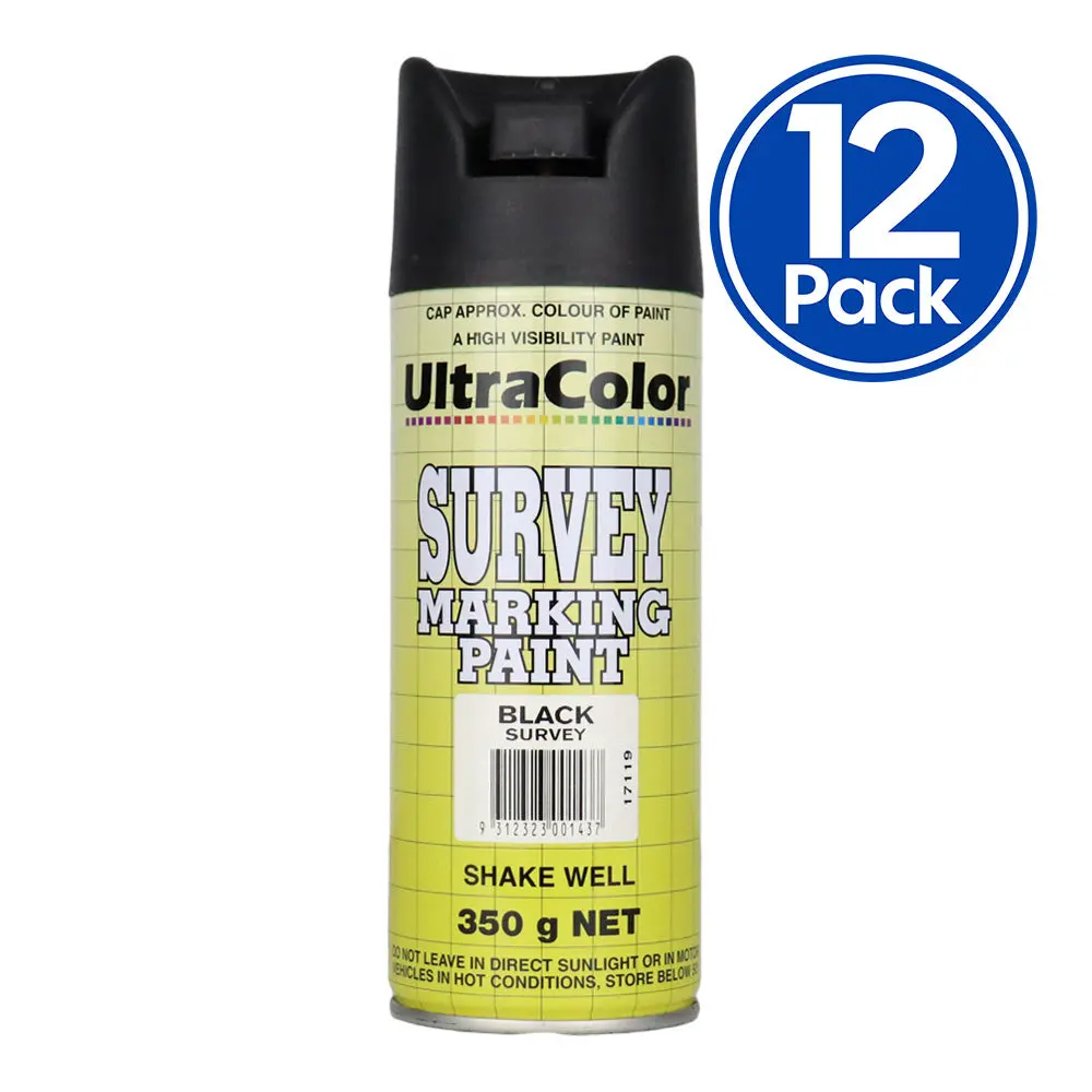 Ultracolor Survey Marking Paint Spot Marker Aerosol Can 350G Black X 12 Box 1
