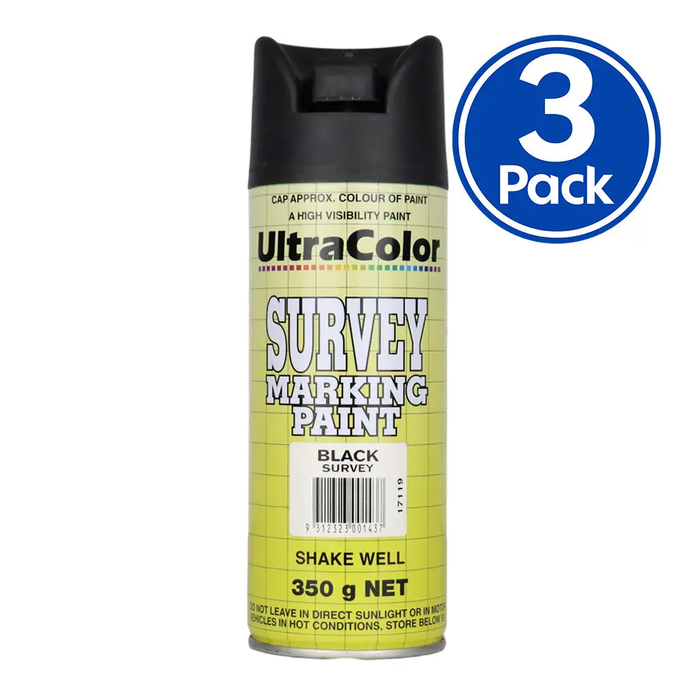 Ultracolor Survey Marking Paint Spot Marker Aerosol Can 350G Black X 3 1