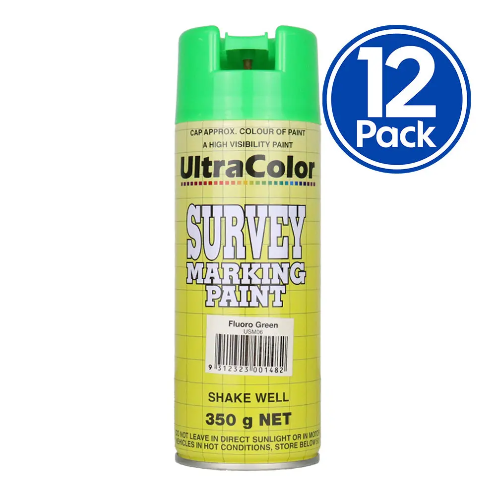 Ultracolor Survey Marking Paint Spot Marker Aerosol Can 350G Fluoro Green X 12 1