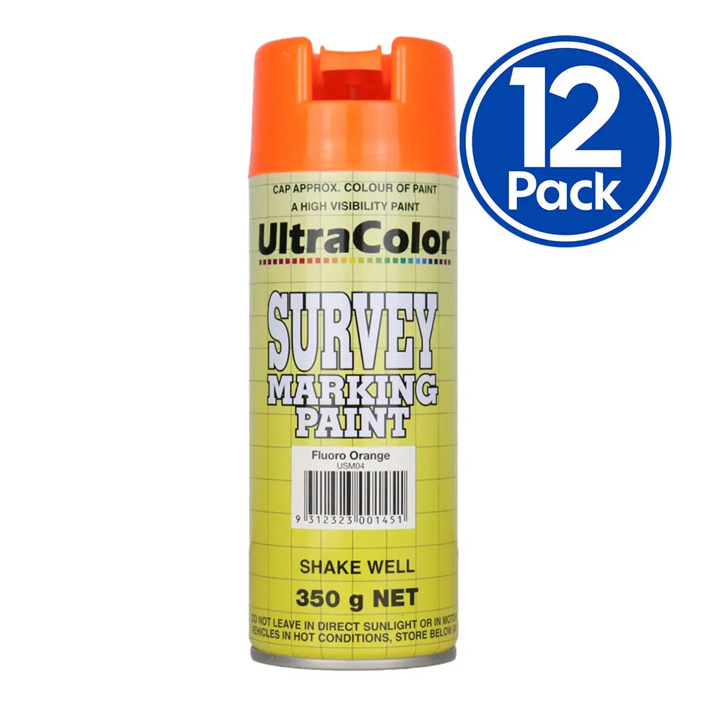 Ultracolor Survey Marking Paint Spot Marker Aerosol Can 350G Fluoro Orange X 12 1