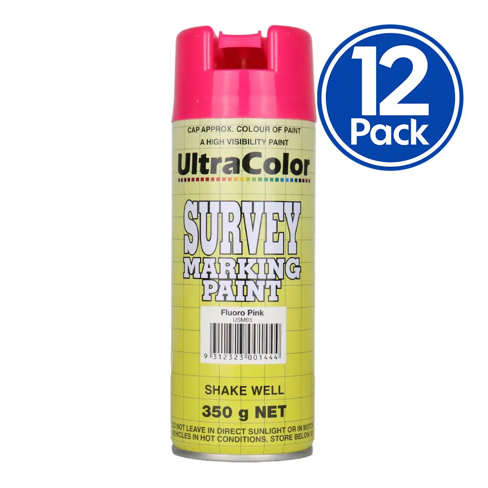 Ultracolor Survey Marking Paint Spot Marker Aerosol Can 350G Fluoro Pink X 12 1