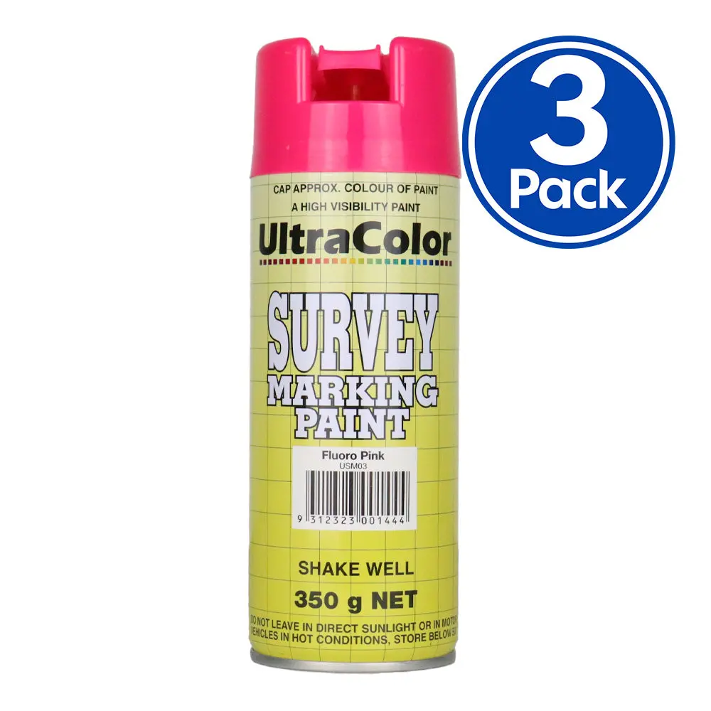 Ultracolor Survey Marking Paint Spot Marker Aerosol Can 350G Fluoro Pink X 3 1
