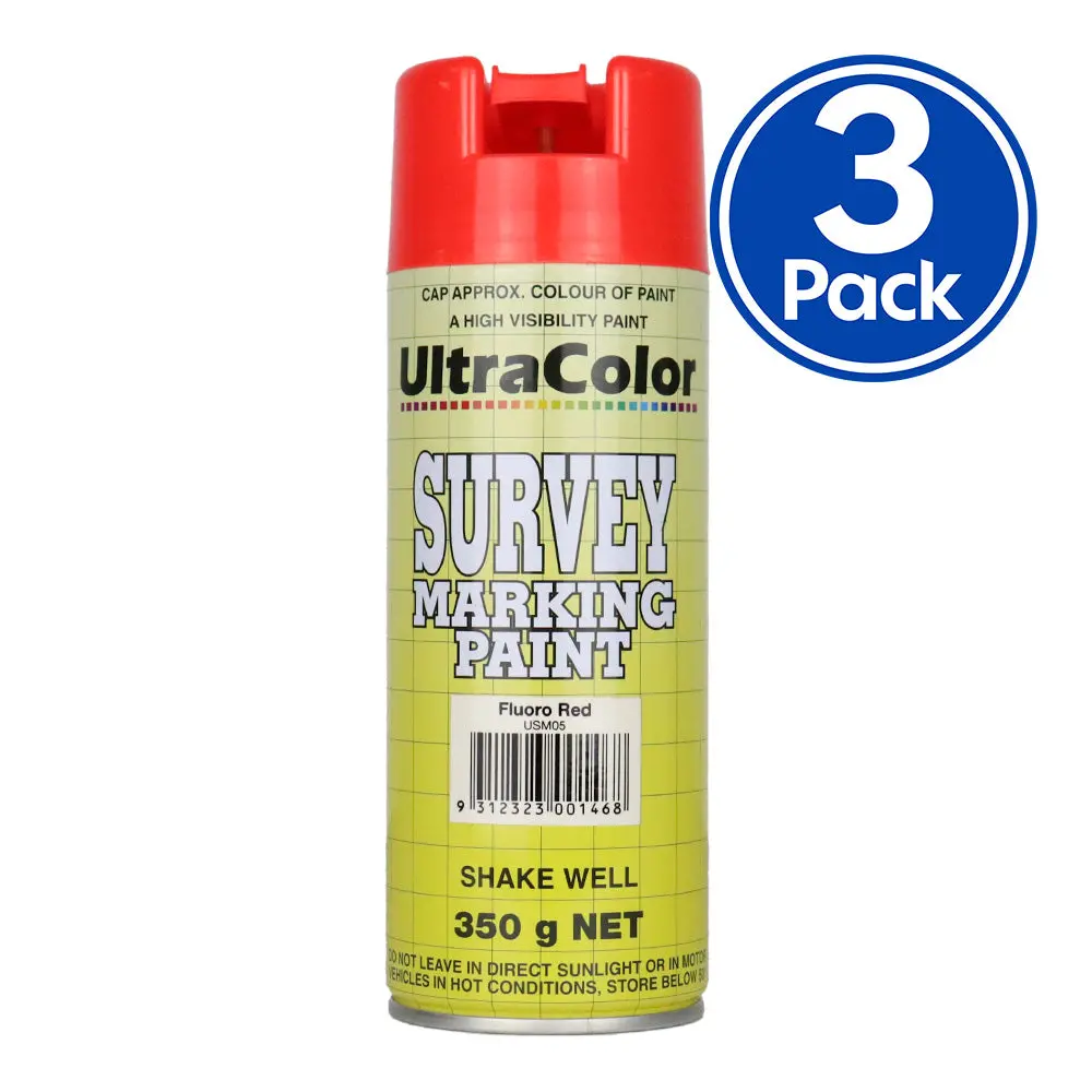 Ultracolor Survey Marking Paint Spot Marker Aerosol Can 350G Fluoro Red X 3 1