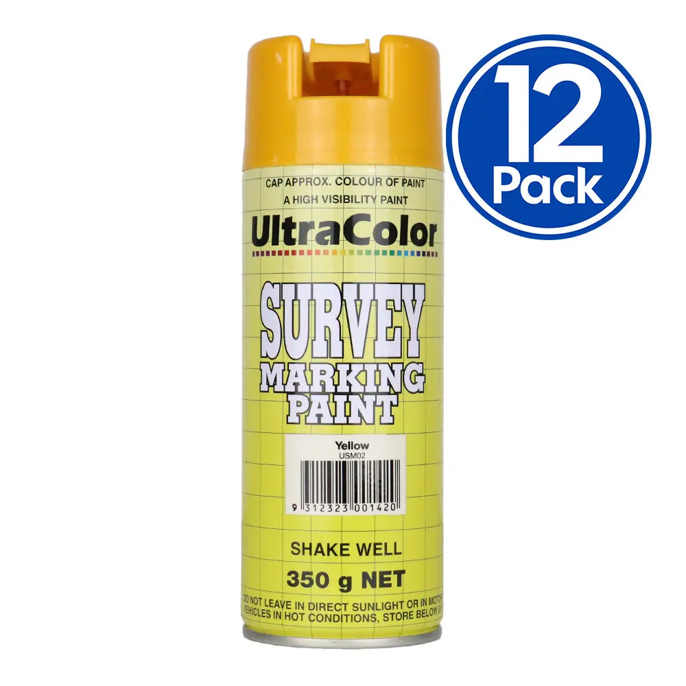 Ultracolor Survey Marking Paint Spot Marker Aerosol Can 350G Yellow X 12 Box 1
